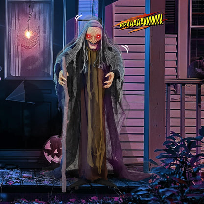 Aw 9Ft Animatronics Flying Witch Hovering Broom Animated Ac 100V-240V Halloween Outdoor Decoration Motion Activated