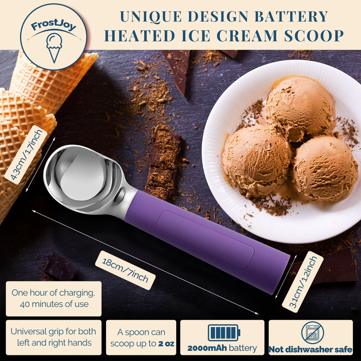 Heated Ice Cream Scoop Rechargeable