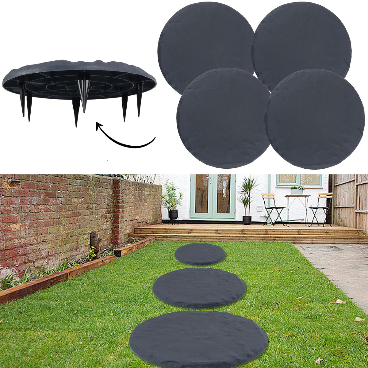 4Pcs Large Stepping Stones Outdoor Garden Walkway, Durable Plastic Pavers