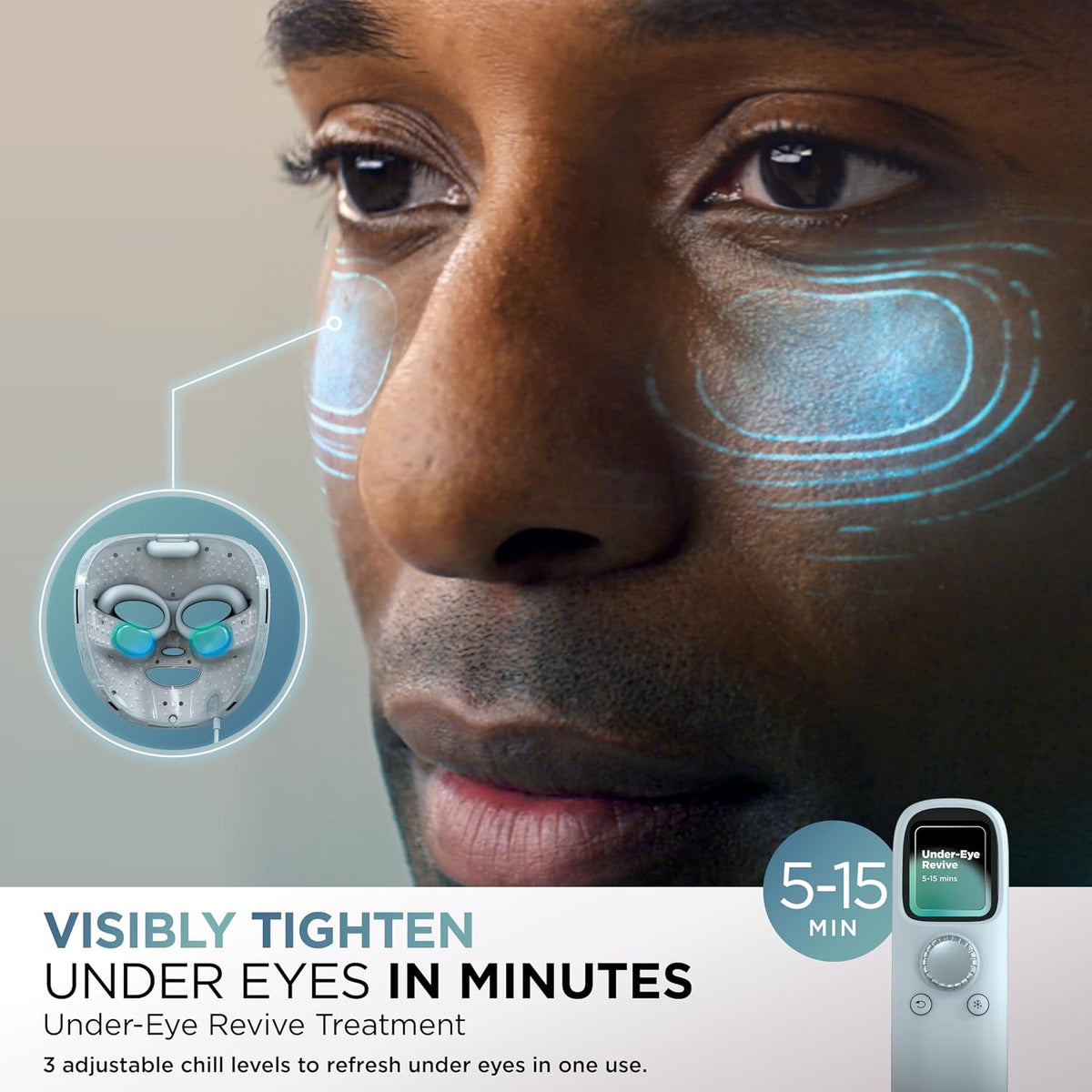Shark CryoGlow LED Face Mask, Red Light Therapy, Under-Eye Cooling, FW312