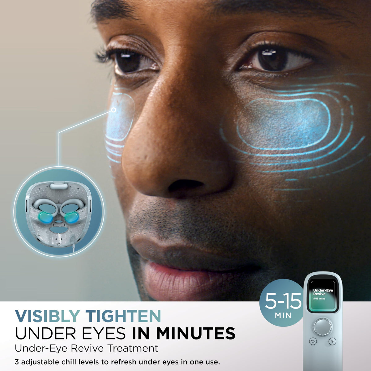Shark CryoGlow LED Face Mask, Red Light Therapy, Under-Eye Cooling, FW312
