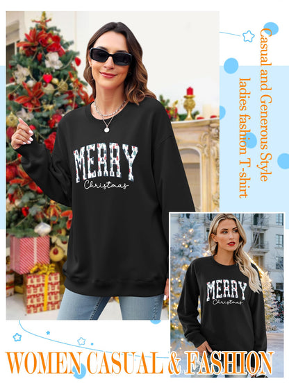 Christmas Shirts For Women Merry Christmas Graphic Crewneck Sweatshirt Tops