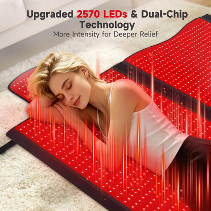 Red Light Therapy Mat for Full Body, 76.8'' X 33.4'' Red Light Therapy Blanket, 1370 (660nm & 850nm) Leds for Home Use, 3 Modes & Adjustable Timer, Premium Leather