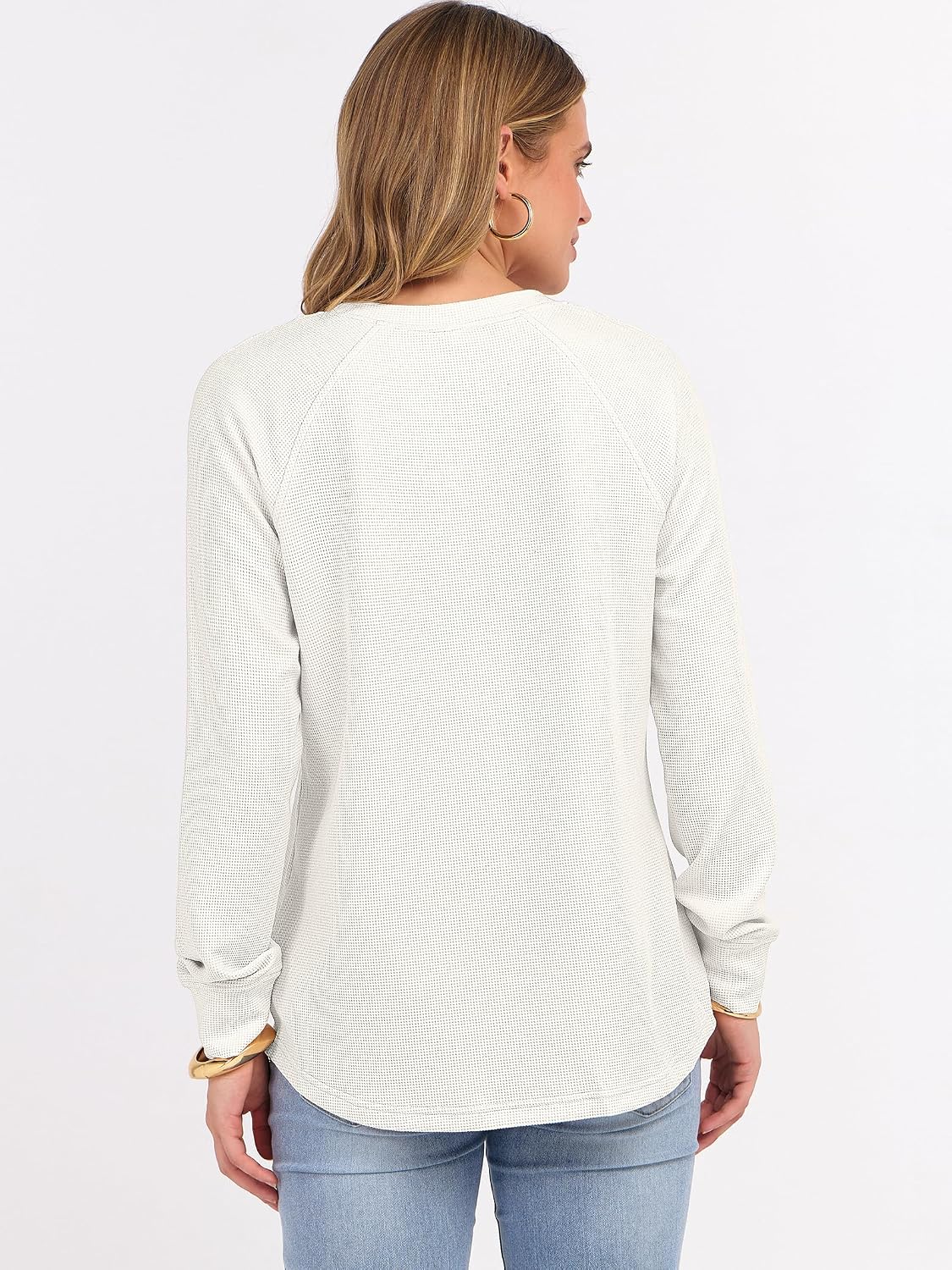 ANRABESS Women's Waffle Knit Henley Top Long Sleeve Shirts