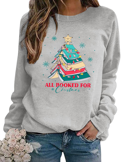 Christmas Sweatshirts for Women Cute Christmas Tree Graphic Long Sleeve Shirt Xmas Holiday Party Pullover Blouse