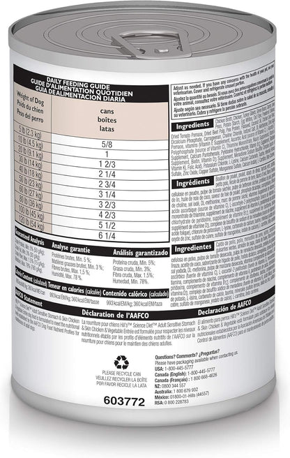 Hill's Science Diet Adult Sensitive Stomach & Skin Wet Dog Food, Turkey & Rice, 12.5 Oz. Cans, 12-Pack