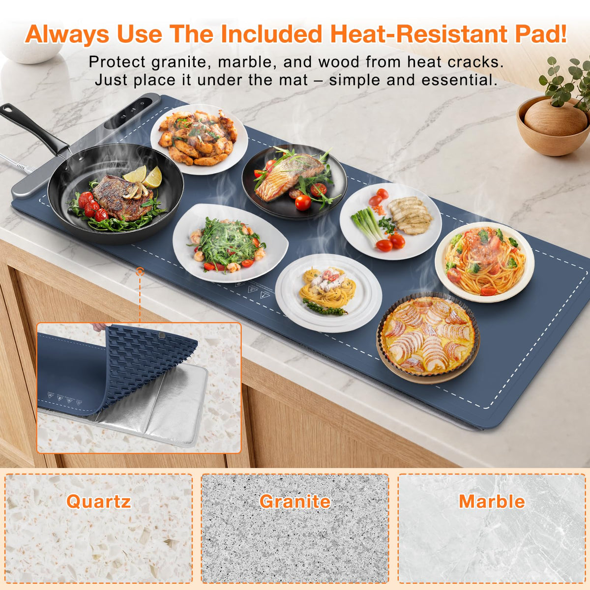 FYY Warming Mat for Food 24"x15", Rapid and Full Surface Heating