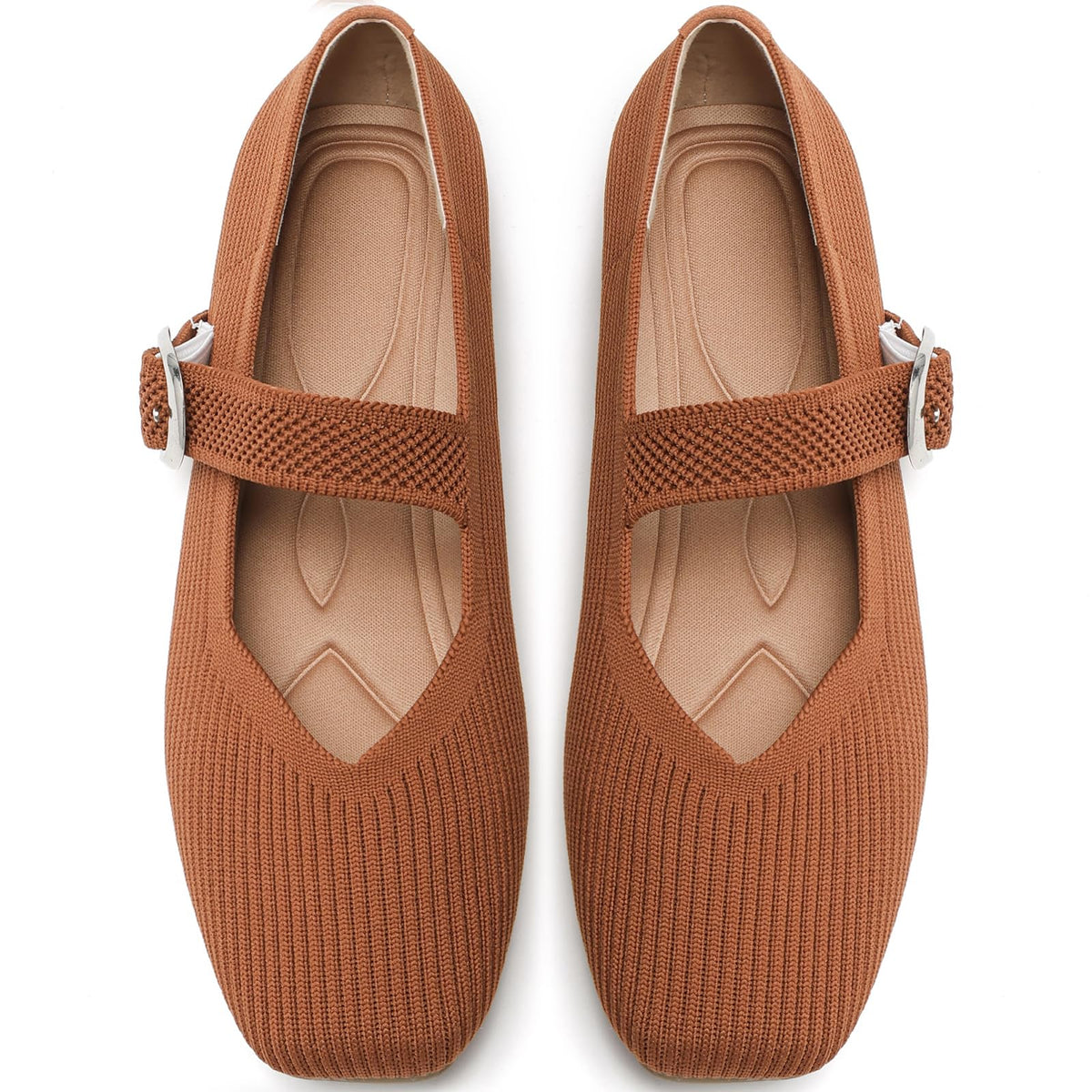 Women's Mesh Mary Jane Flats, Soft Square Toe Ballet Shoes for Work