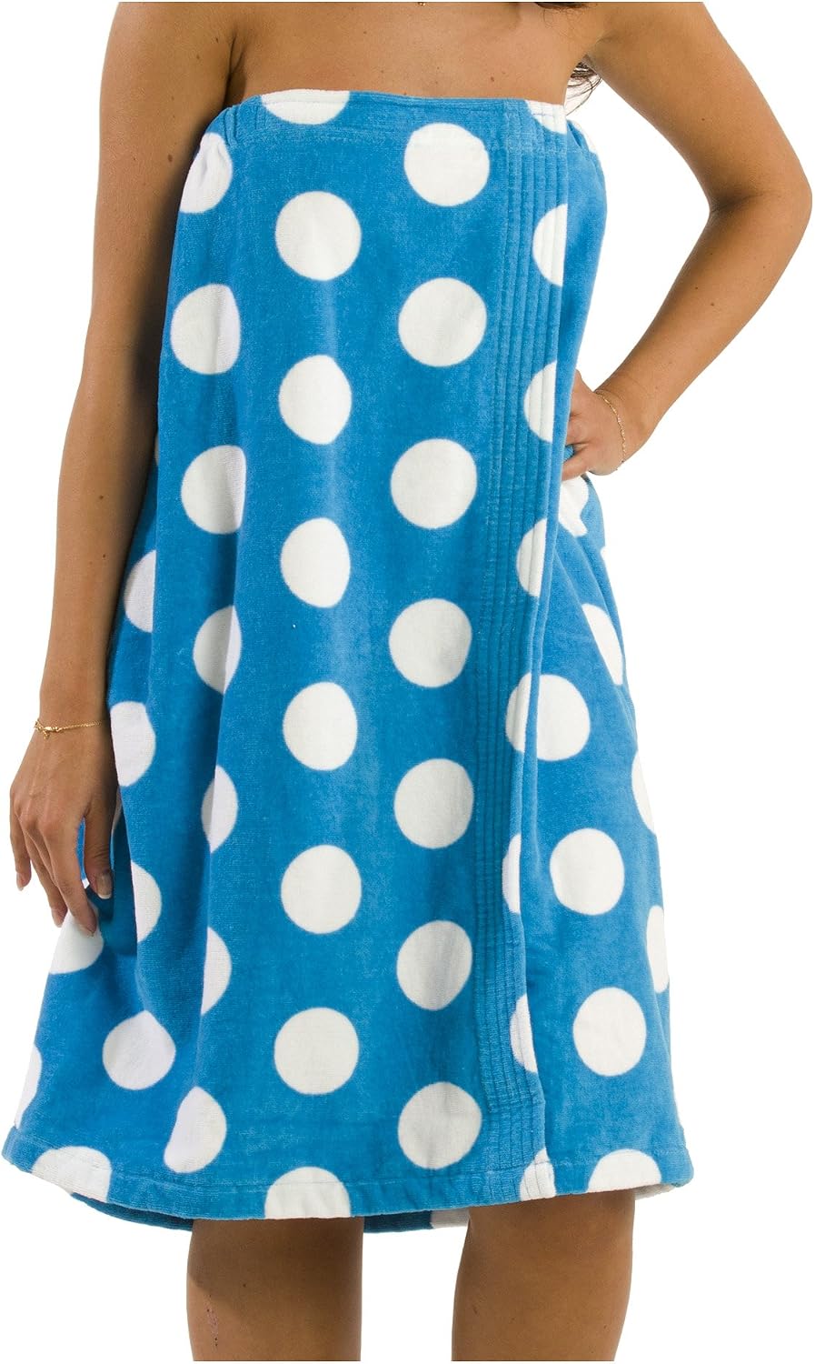 BY LORA Polka Dot Cotton Womens Terry Velour Spa Wrap Towel