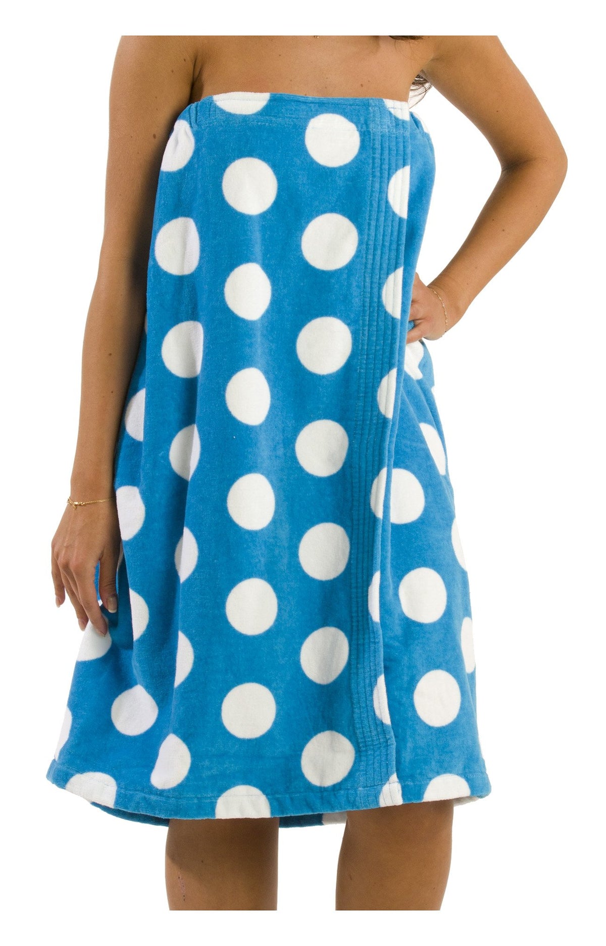BY LORA Polka Dot Cotton Womens Terry Velour Spa Wrap Towel