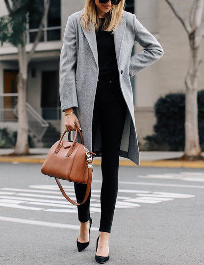 Women's Wool Coat Notch Lapel Double-Breasted Peacoat