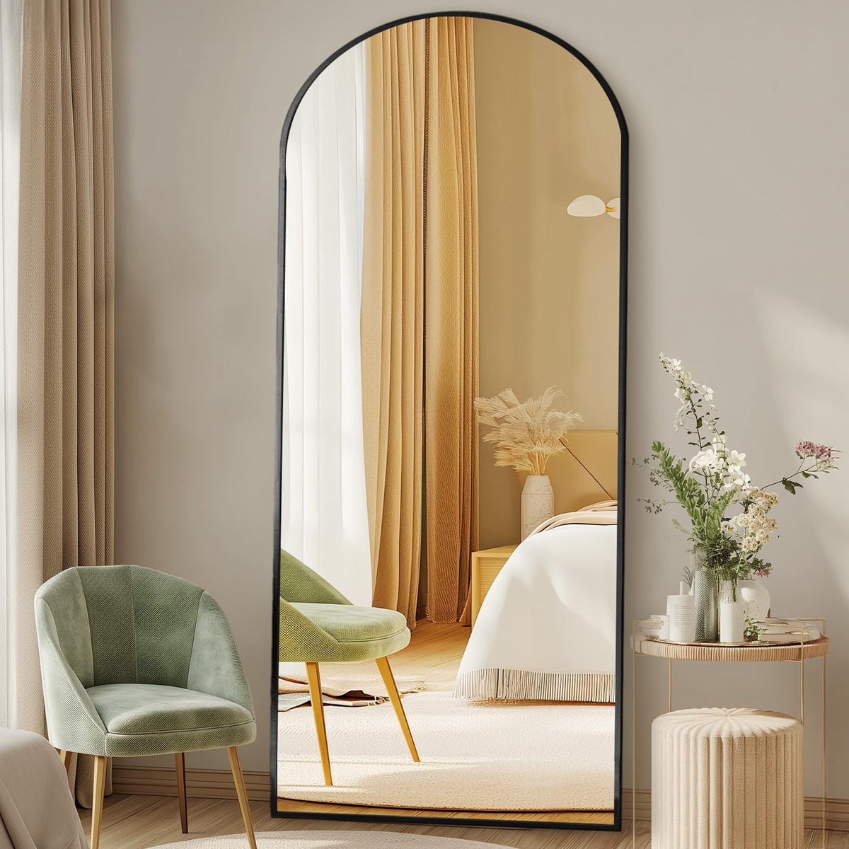 DUMOS 59"x16" Arched Full Length Mirror with Stand
