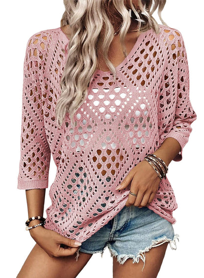 SHEWIN - Hollow Out Beach Crochet Top