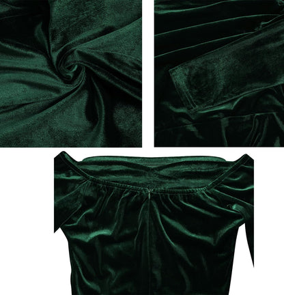 Women Off The Shoulder Formal Dresses Velvet High Split Maxi Dress
