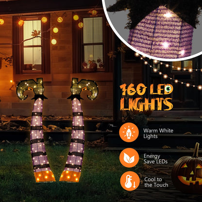 Aw 9Ft Animatronics Flying Witch Hovering Broom Animated Ac 100V-240V Halloween Outdoor Decoration Motion Activated