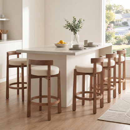 Lukealon Mid Century Linen Counter Stools Set of 4