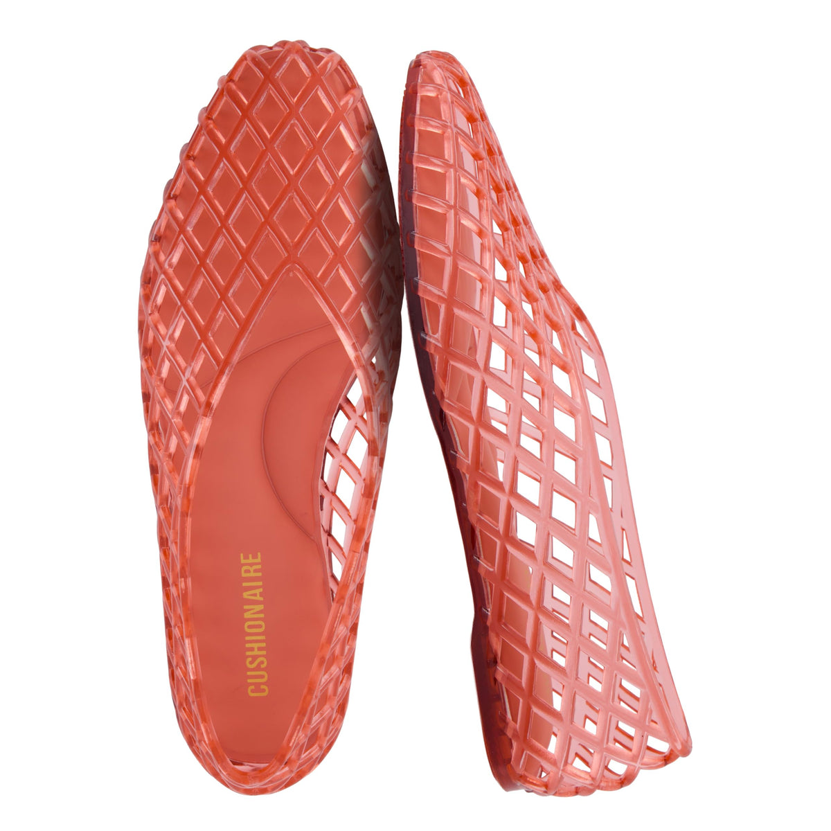 Cushionaire Siesta Modern Lattice Ballet Flats for Women, Comfortable Slip on Pointed Toe Womens Jelly Shoes