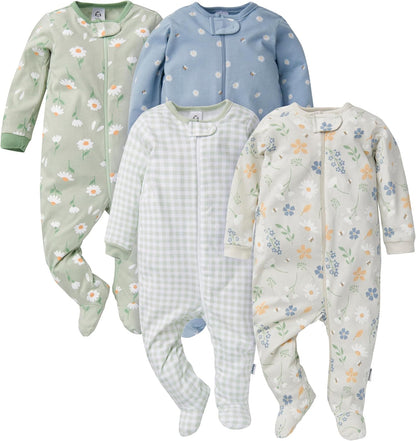 Gerber Baby Girls 4-Pack Sleep 'N Play Footie