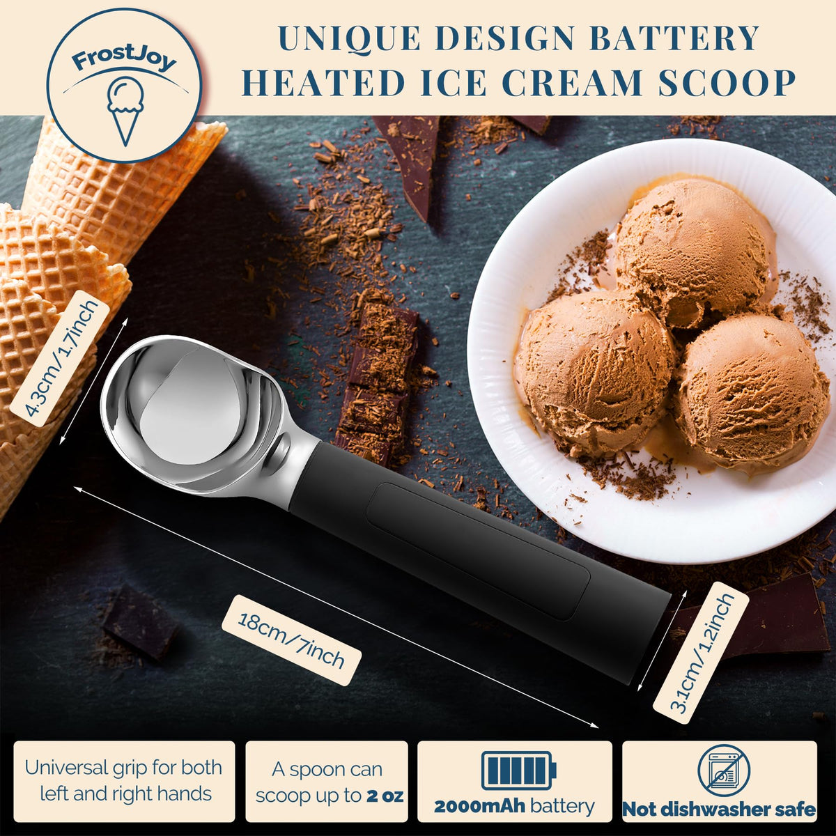 Heated Ice Cream Scoop Rechargeable