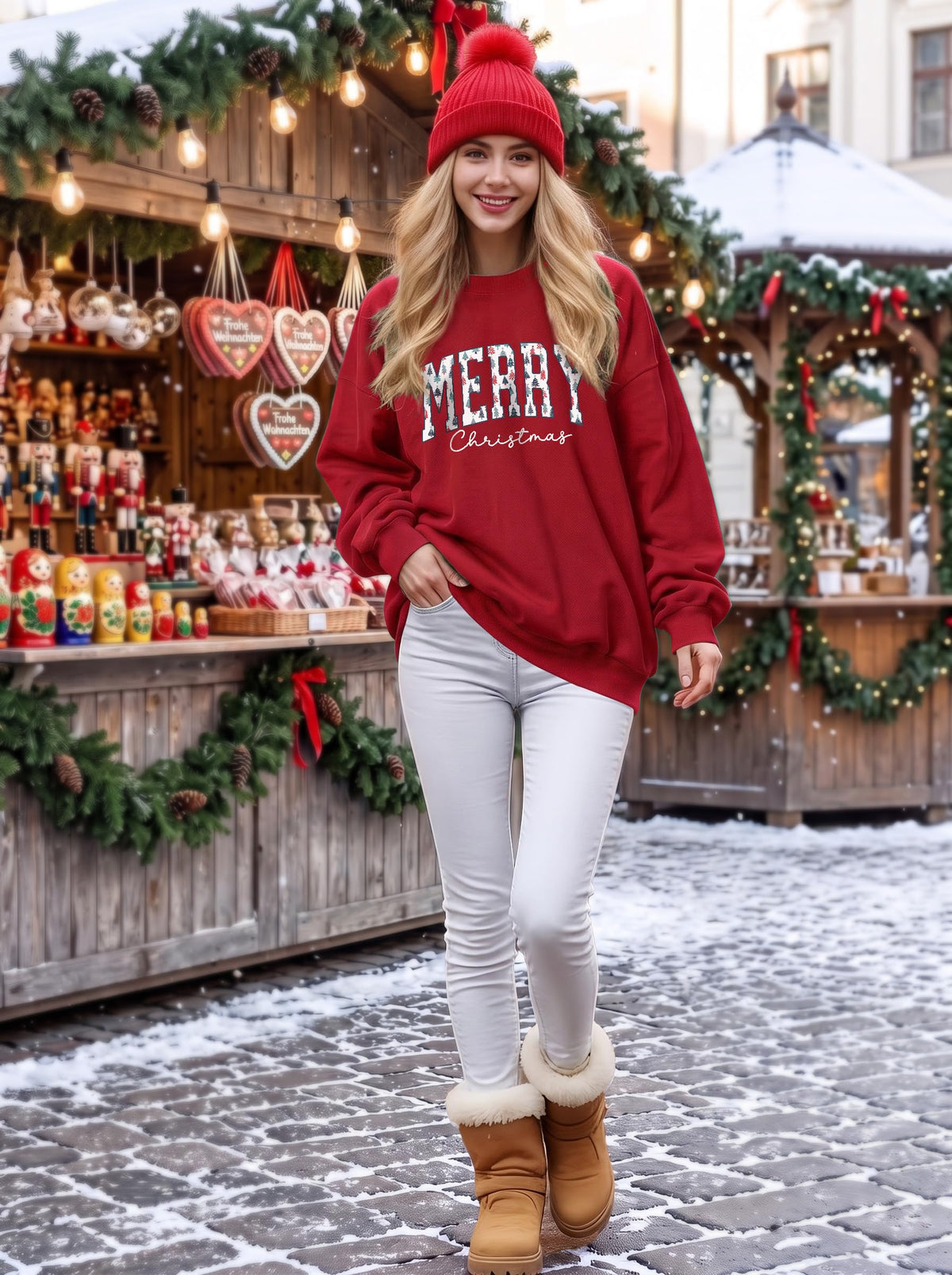 Christmas Shirts For Women Merry Christmas Graphic Crewneck Sweatshirt Tops