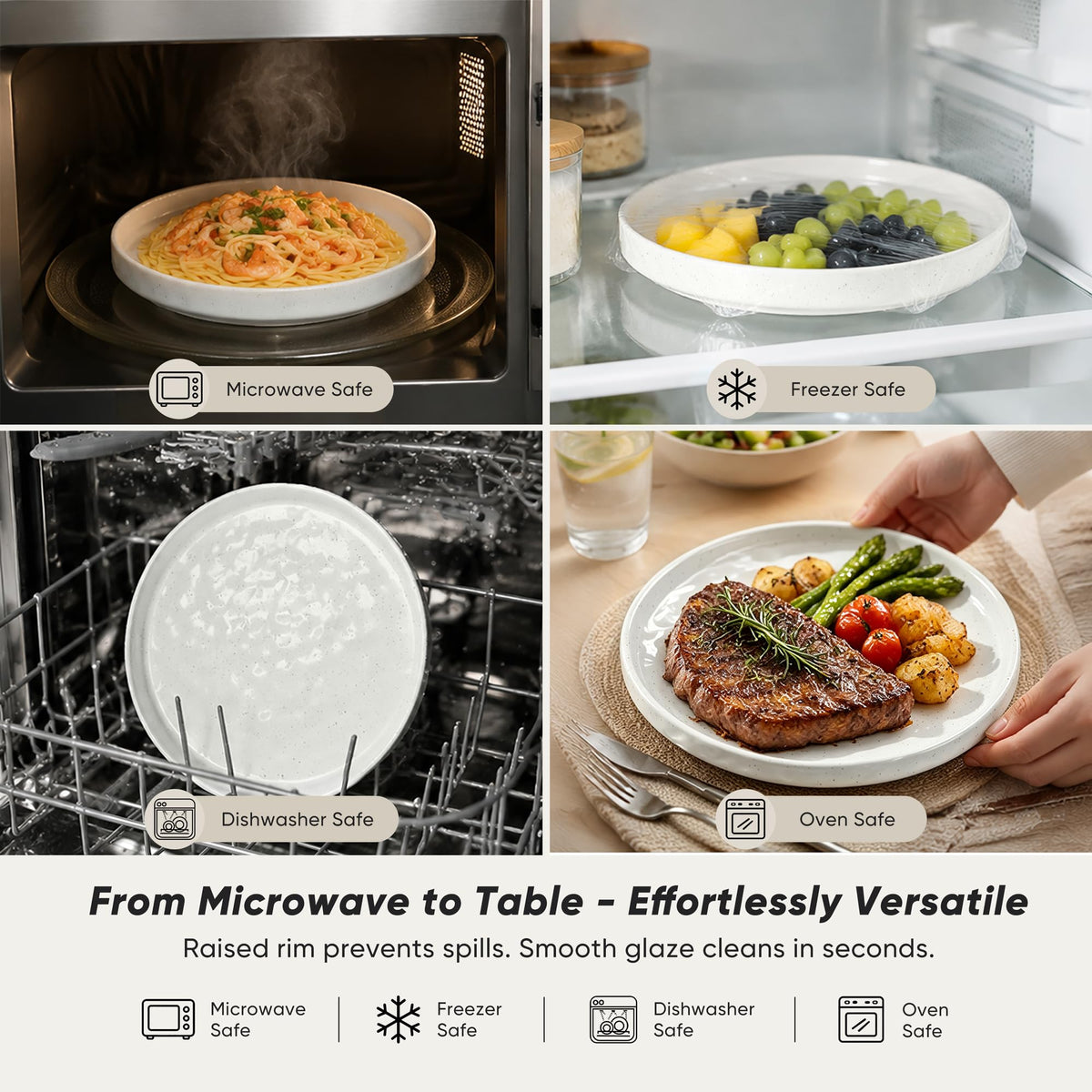 E-far Stoneware Dinnerware Set, 16-Piece Plates and Bowls Sets for 4
