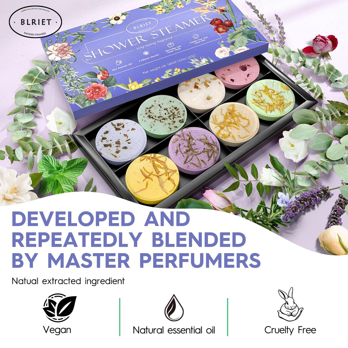 Blriet Shower Steamers Aromatherapy Relief Gifts 8 ct