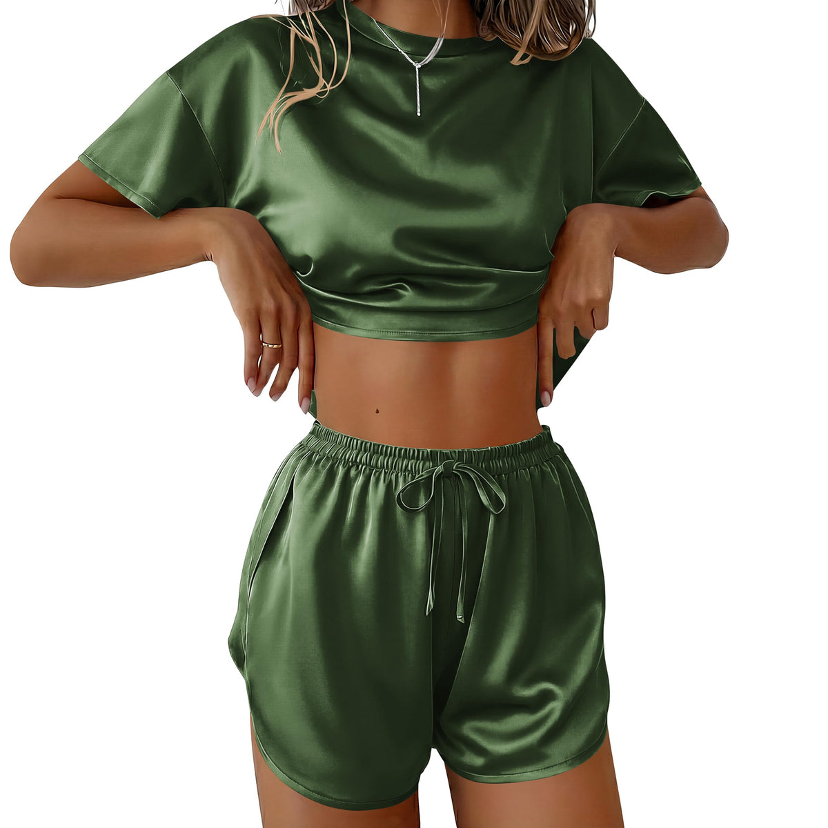 Ekouaer Womens Silk Pajama Set