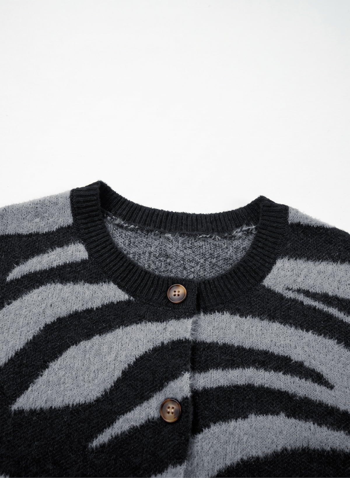 Sidefeel Women's Long Sleeve Crewneck Animal Print Cardigan Sweater