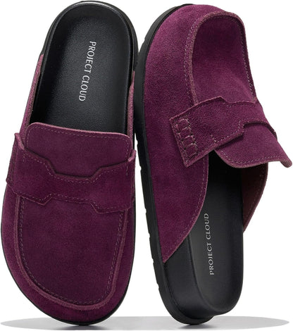 Project Cloud 100% Genuine Leather Slip-On Womens Clogs Mules for Women