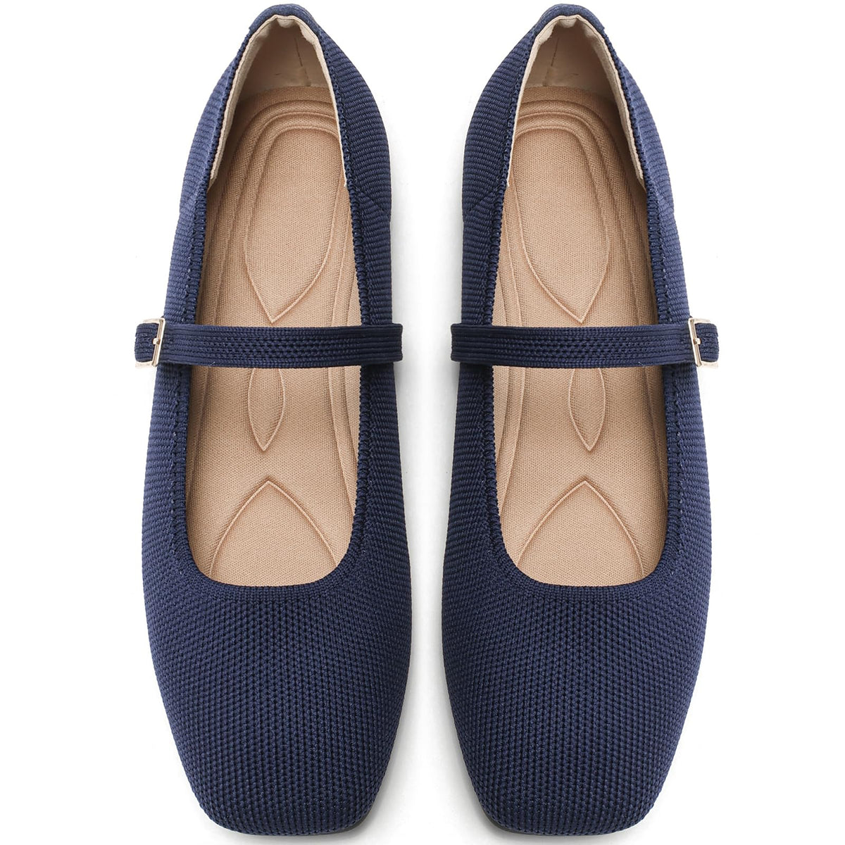 Women's Mesh Mary Jane Flats, Soft Square Toe Ballet Shoes for Work