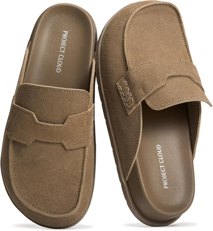 Project Cloud 100% Genuine Leather Slip-On Womens Clogs Mules for Women