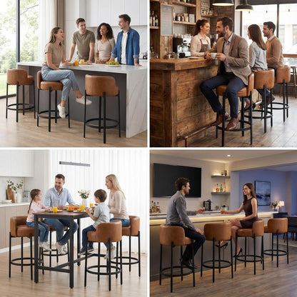 Lukealon Mid Century Linen Counter Stools Set of 4