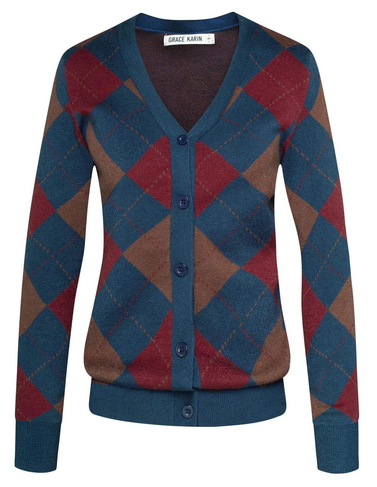 GRACE KARIN Cardigan Sweaters for Women - Argyle Sweater