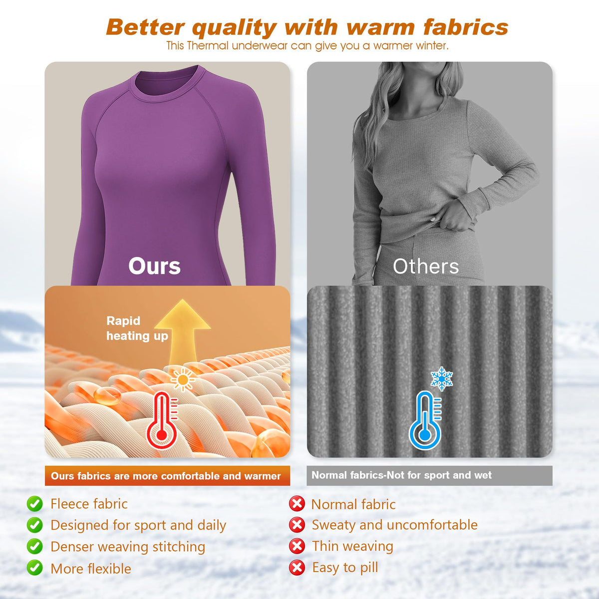 Thermal Underwear for Women Thermal Set Fleece Lined Leggings Long Johns