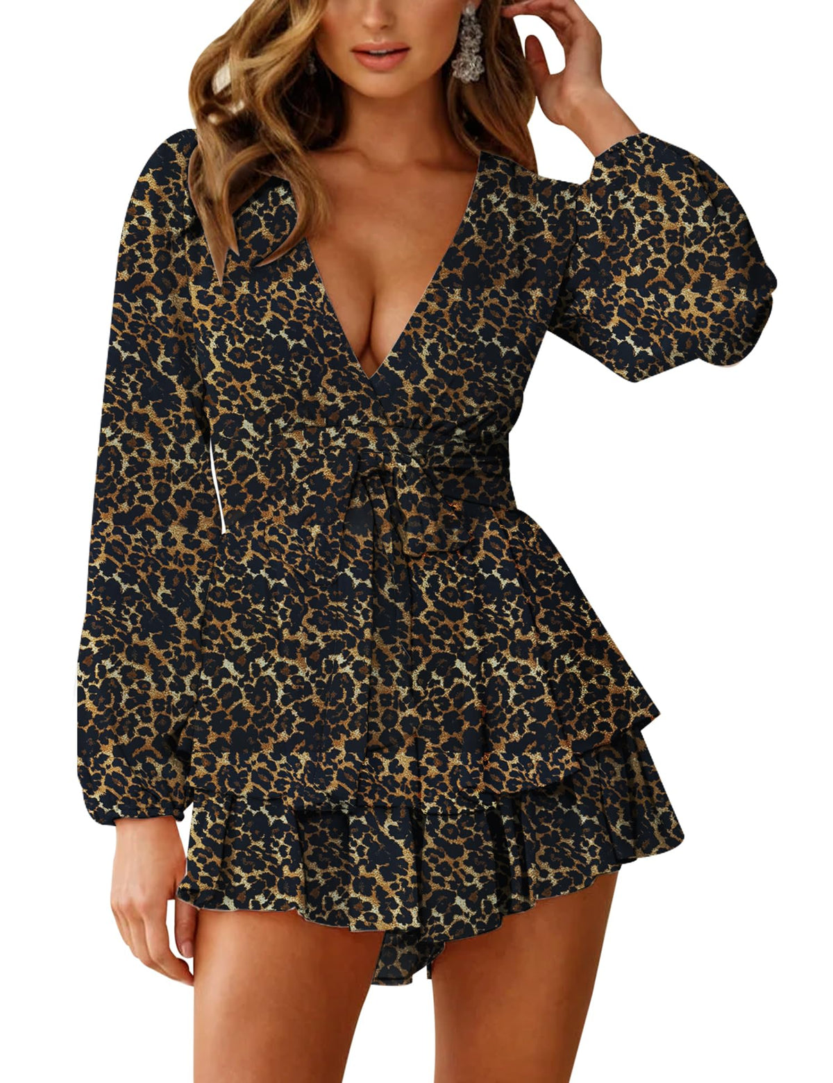 AIMCOO Women's Floral Print Deep V-Neck Romper