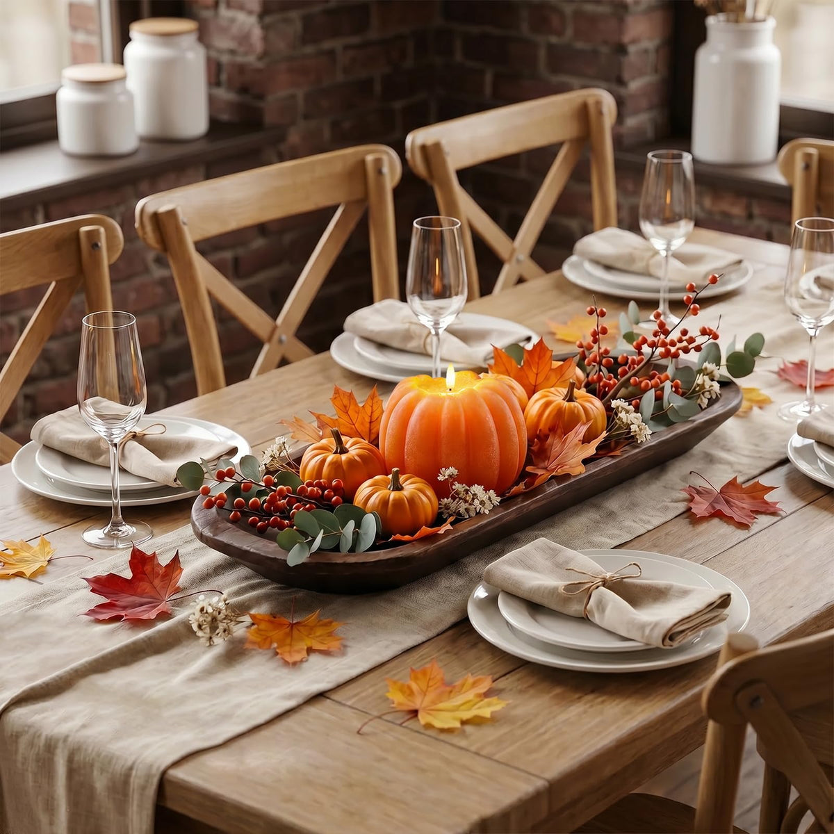 Fall Decor, Fall Decorations for Home - Flameless Pumpkin Candle with Timer Remote - Room Bedroom Table Farmhouse Decor for Halloween, Thanksgiving, Orange+white
