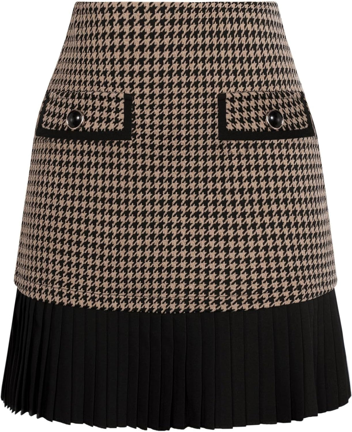 Kate Kasin Women's Plaid Mini Skirt, High Waist Pleated A-Line Skirts