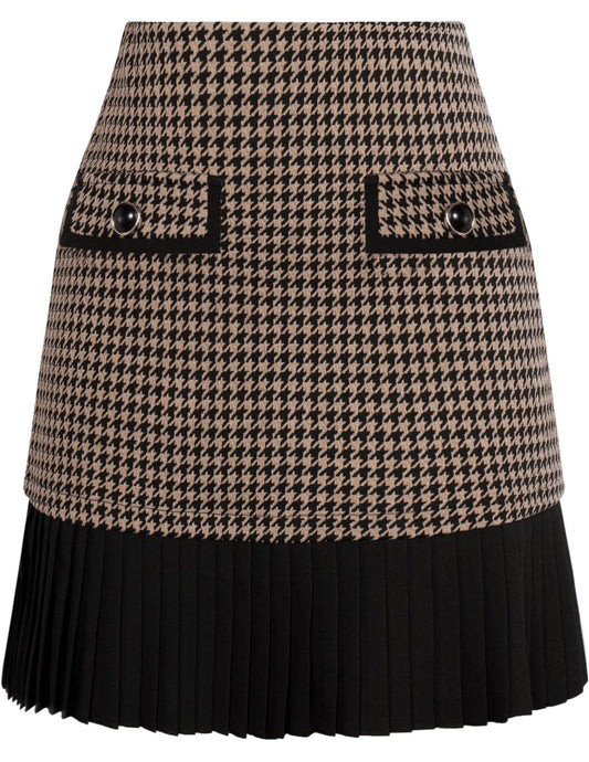 Kate Kasin Women's Plaid Mini Skirt, High Waist Pleated A-Line Skirts