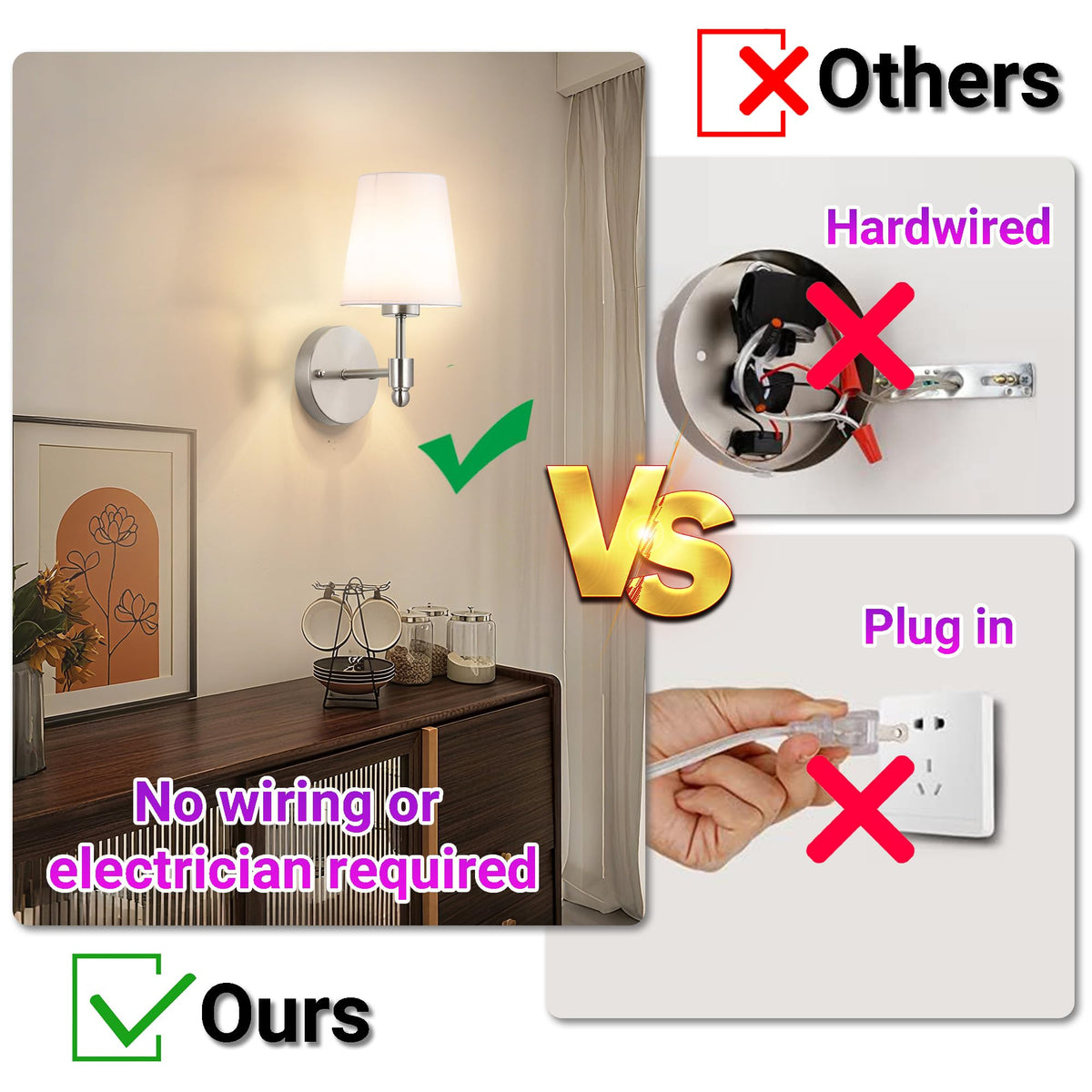 Yhcdlamp Battery Operated Wall Sconce Light with Remote Control, Dimmable Wall Sconce Set of 2
