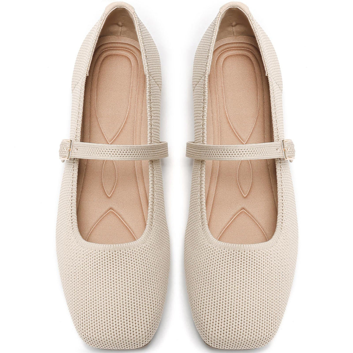 Women's Mesh Mary Jane Flats, Soft Square Toe Ballet Shoes for Work