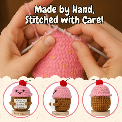 Emotional Support Gifts for Women - Positive Crochet Cupcake W/ 30 Uplifting Affirmation Cards