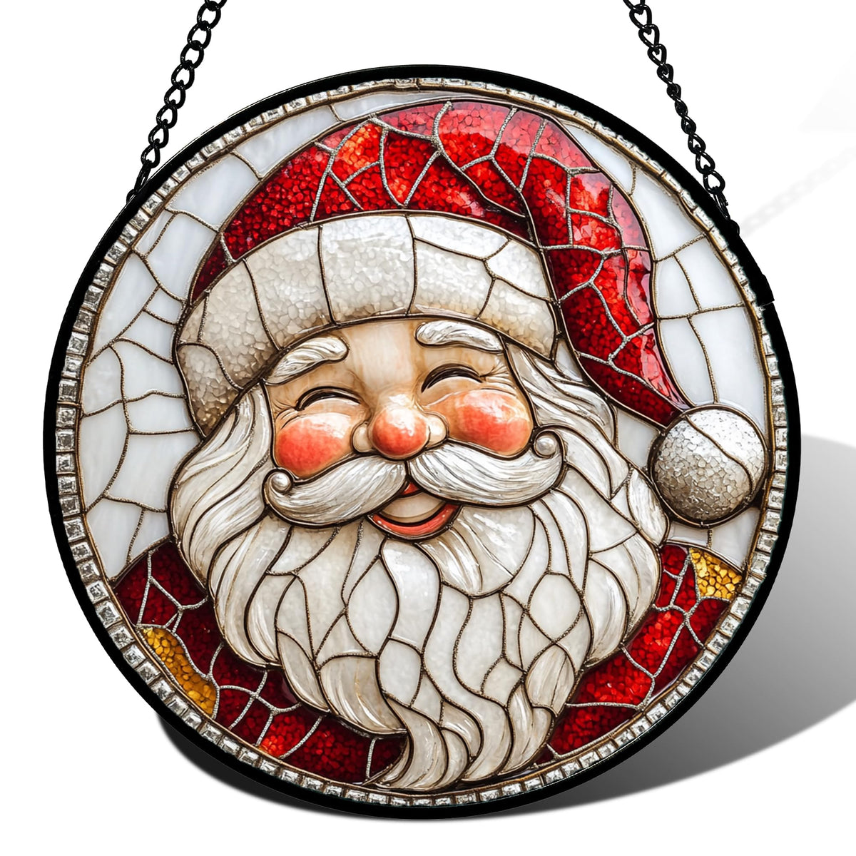 Stained Glass Window Hanging - Golden Christmas Tree Suncatcher for Doors Home Christmas Decoration Winter Sun Catcher Thanksgiving New Year Birthday Gifts for Women Men Mom Nana Girl 7.8 In