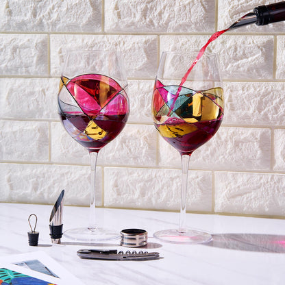 Artisanal Hand Painted Stemless Wine Glasses