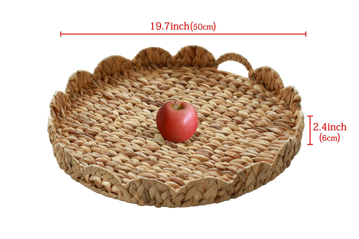 Gurfuy Extra Large Round Ottoman Table Tray with Handles