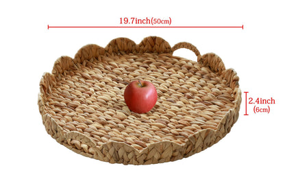 Gurfuy Extra Large Round Ottoman Table Tray with Handles