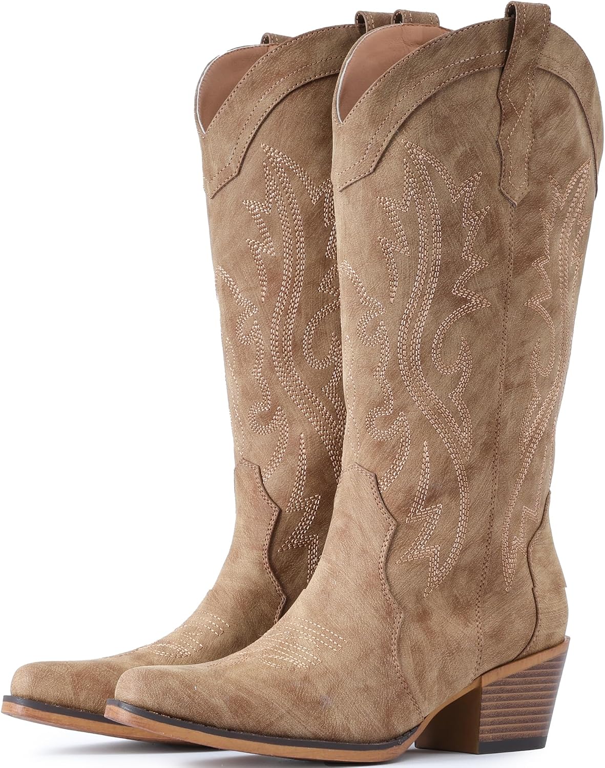 BEST SELLER - IUV Cowboy Boots For Women Western Cowgirl Boots Mid Calf Snip Toe
