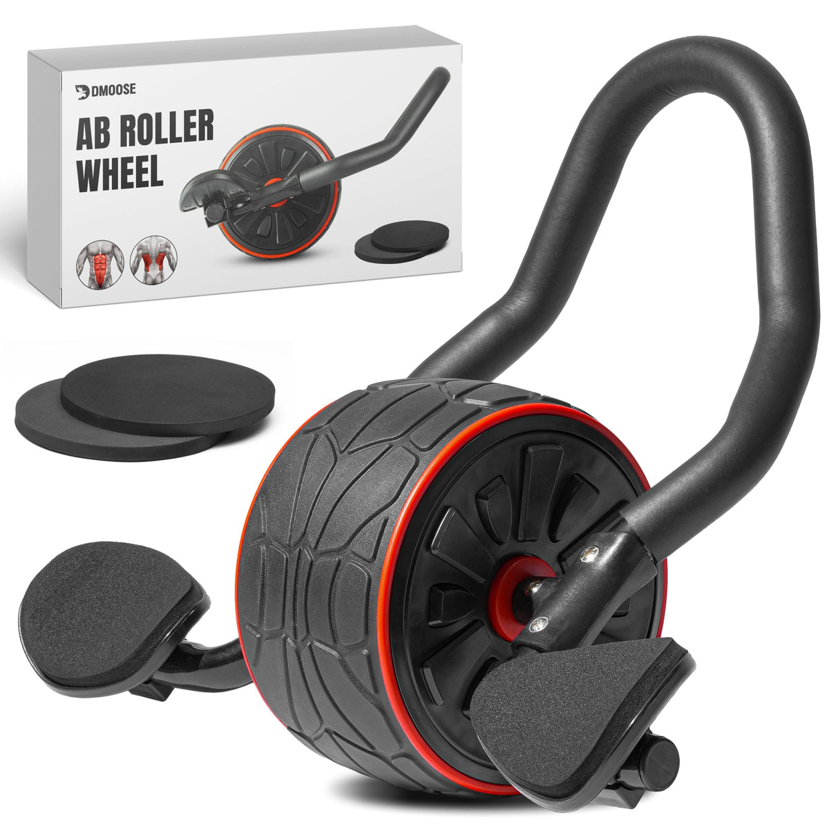 Dmoose Fitness Ab Roller Wheel with Elbow Support & 2 Knee Pads