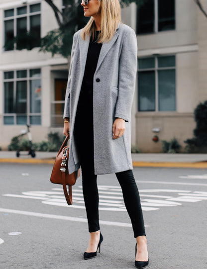 Women's Wool Coat Notch Lapel Double-Breasted Peacoat