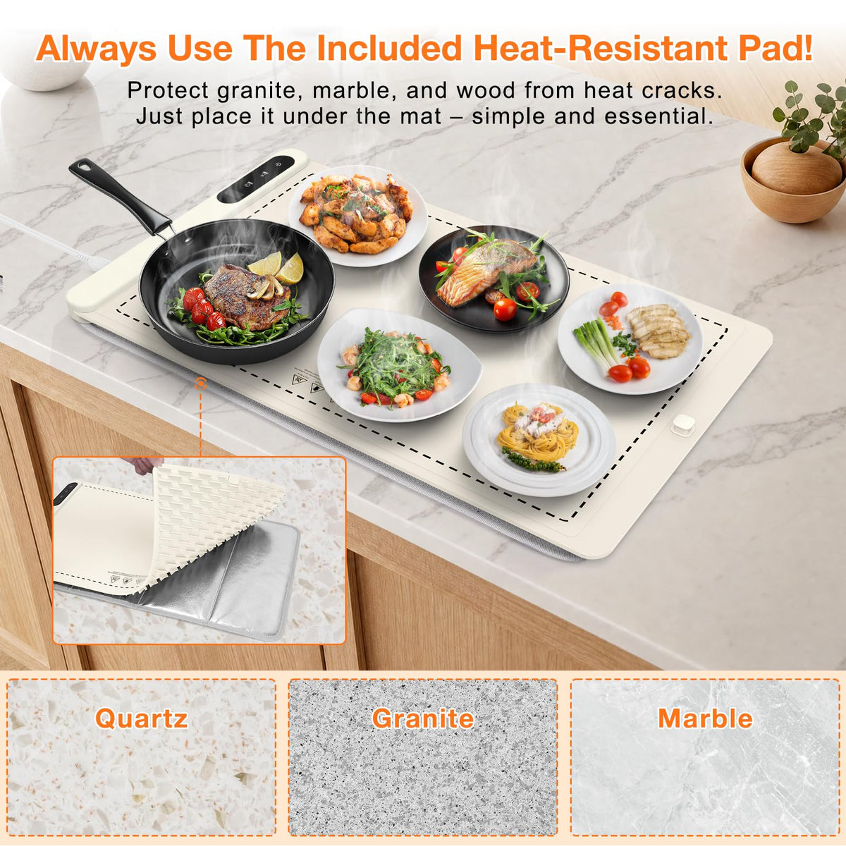 FYY Warming Mat for Food 24"x15", Rapid and Full Surface Heating