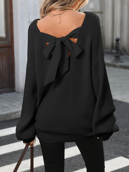 ZAFUL Women's Bow Chunky Knit Sweater